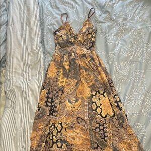 Angie Gold and Brown Embellished Maxi Sundress